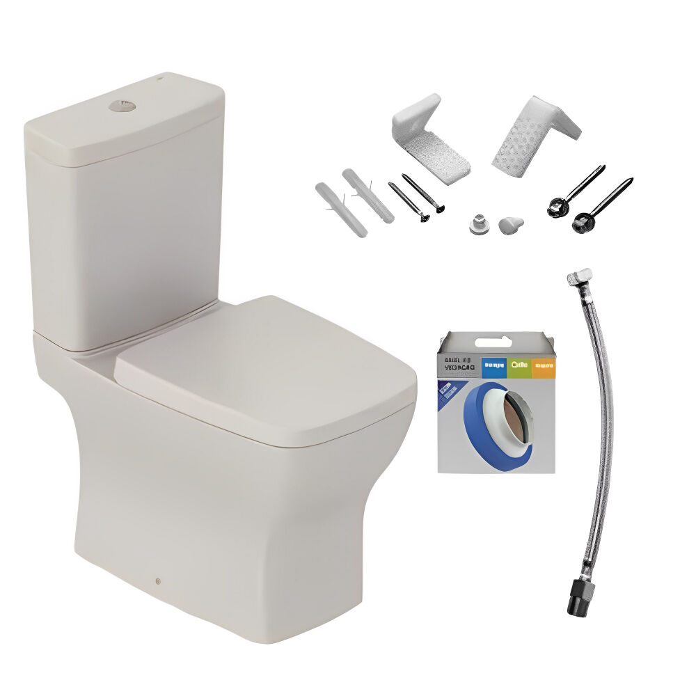 Kit Vaso Sanitário com Caixa Acoplada e Itens de Instalação Boss Champagne Incepa