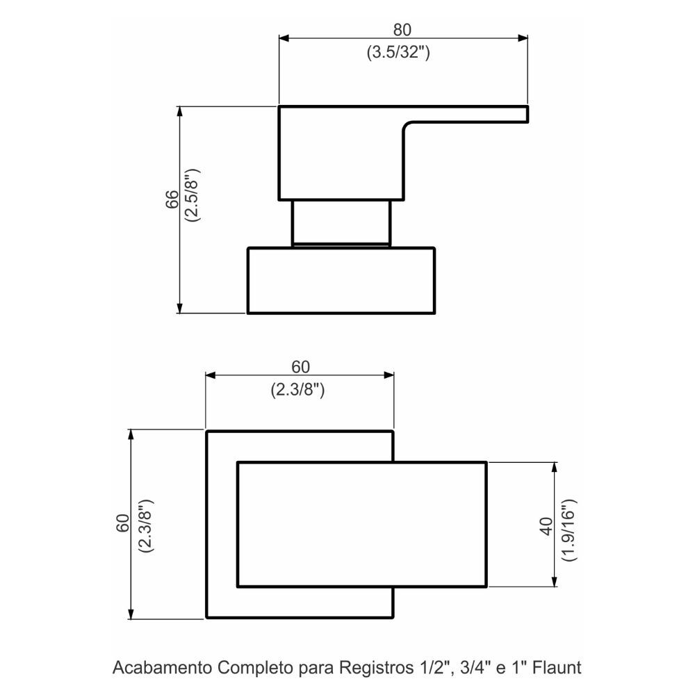 Acabamento Registro Base Fabrimar 1/2" e 3/4" e 1" (Pequeno) Ovalle Perflex