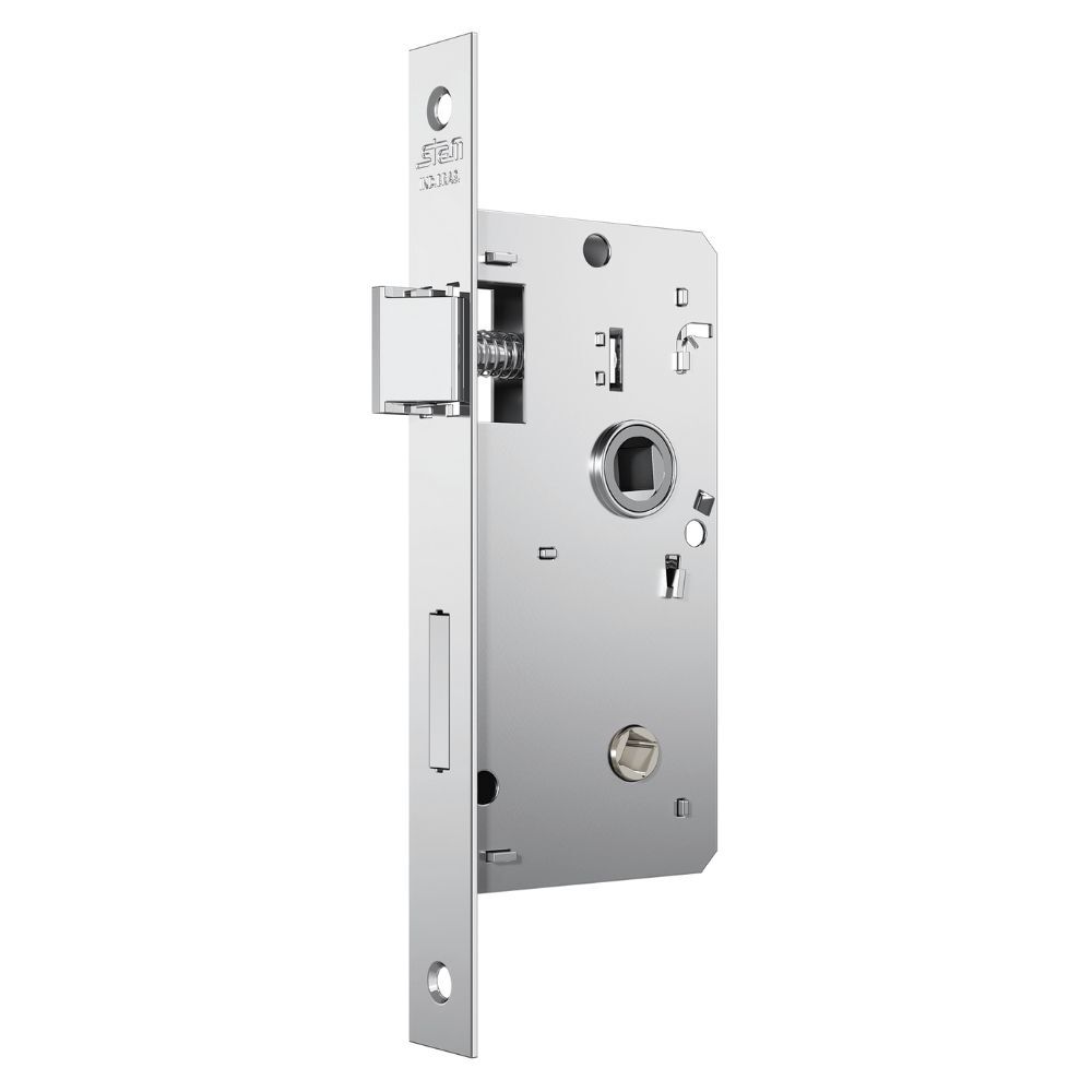 Fechadura Stam 823/21 Banheiro Acabamento Cromado - Roseta Quadrada de Aço Inox