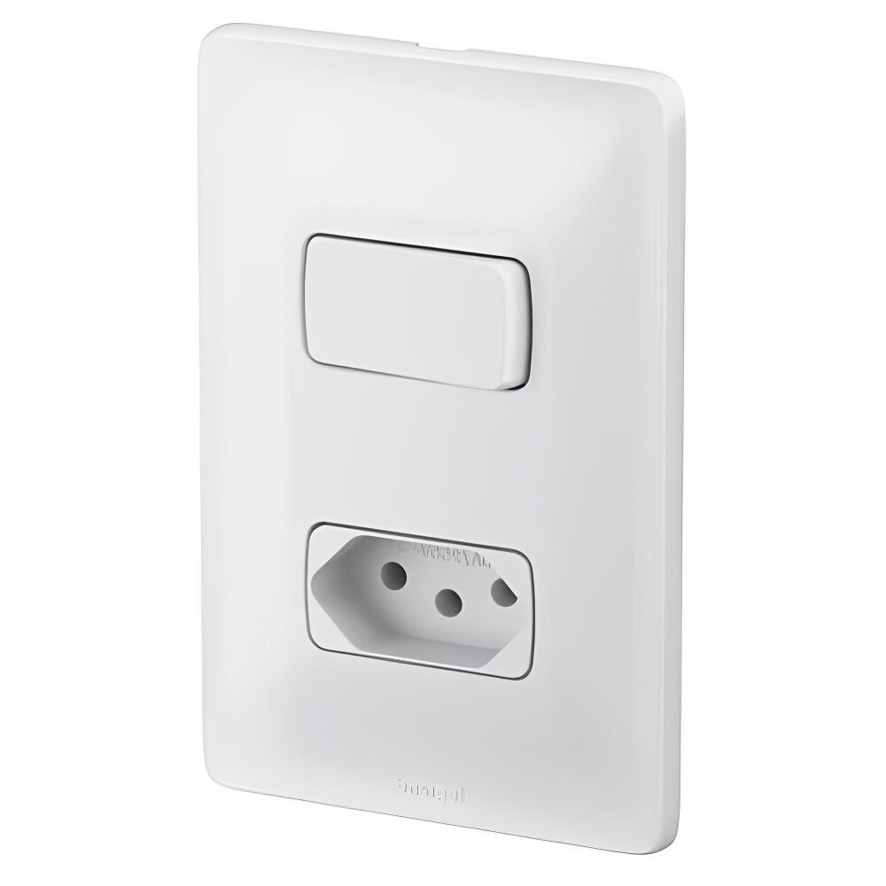 1 Interruptor Paralelo + 1 Tomada 2P+T Zeffia 10A Branco Pial