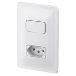 1 Interruptor Paralelo + 1 Tomada 2P+T Zeffia 10A Branco Pial