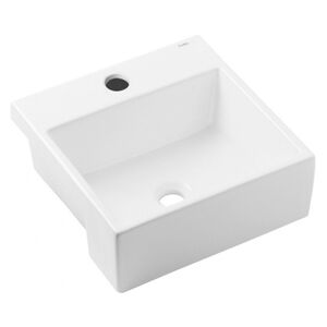 Cuba de Semi-Encaixe com Mesa 41x41cm Quadrada Basic Q2 Branco Celite Cuba de Semi-Encaixe com Mesa 41x41cm Quadrada Basic Q2 Branco Celite