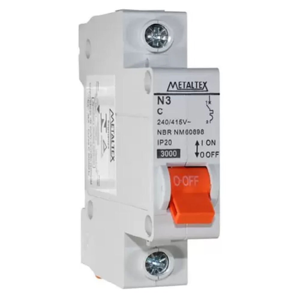 Disjuntor Unipolar 63A 3KA Curva C N3-1C63 Metaltex
