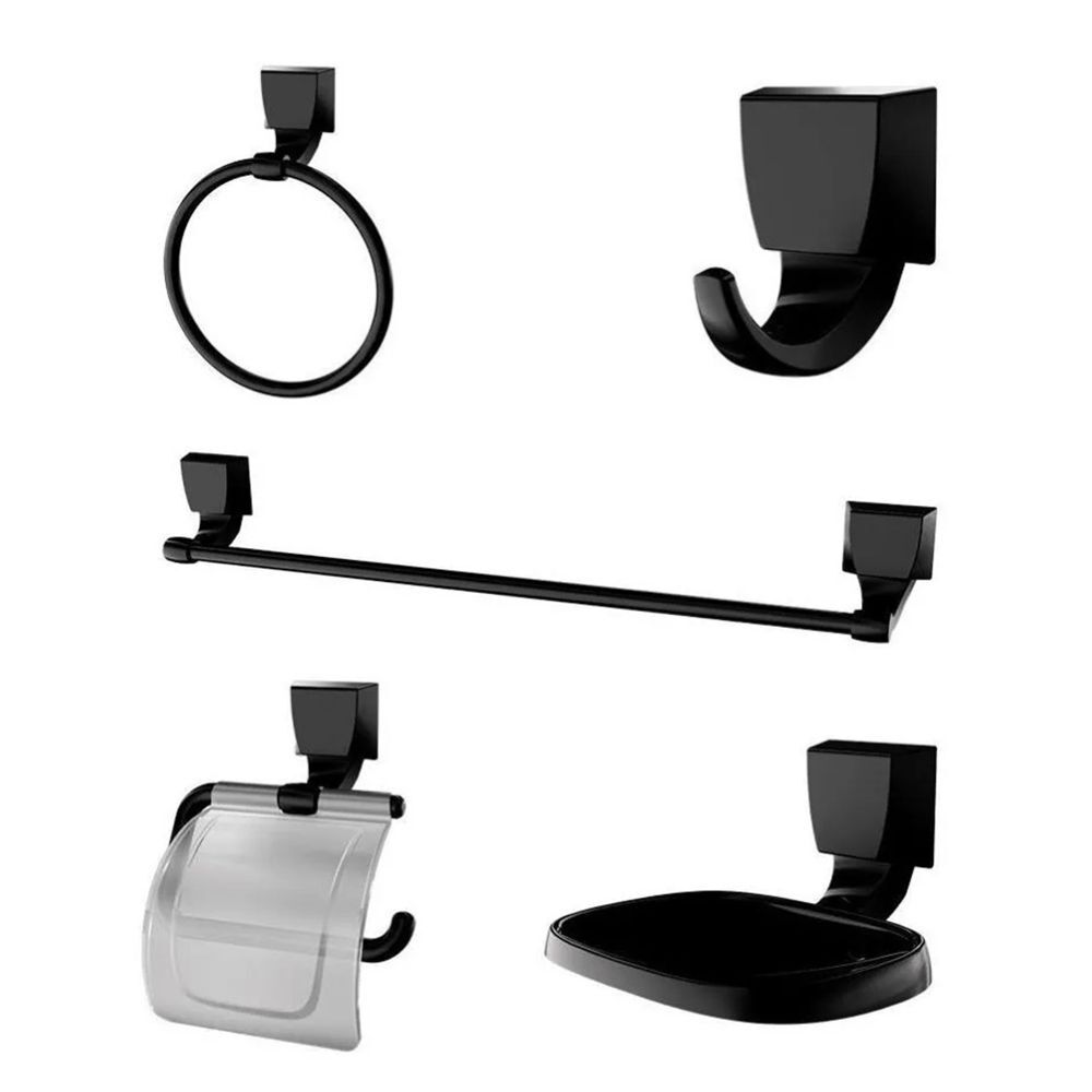 Kit Acessórios 5 Peças Quadra para Banheiro 2000 F24 Preto Lorenzetti