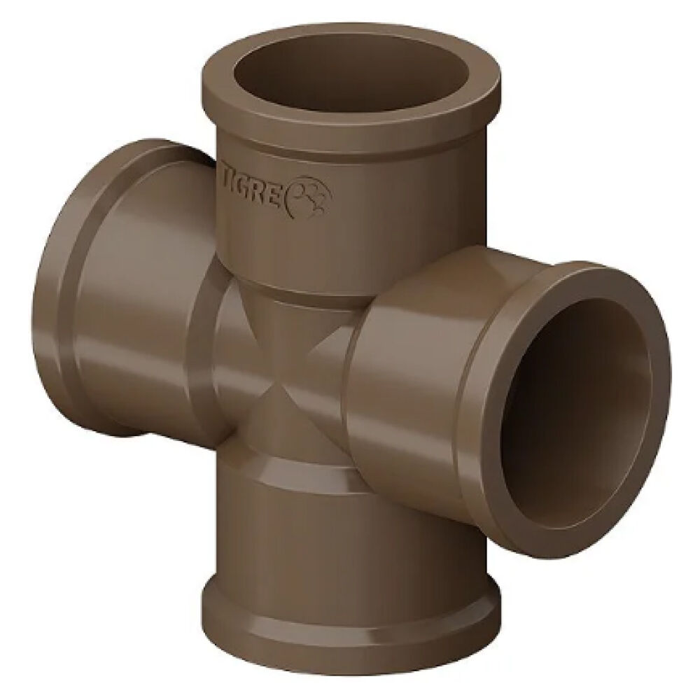 Cruzeta PVC Marrom Soldável 3/4" 25mm Tigre