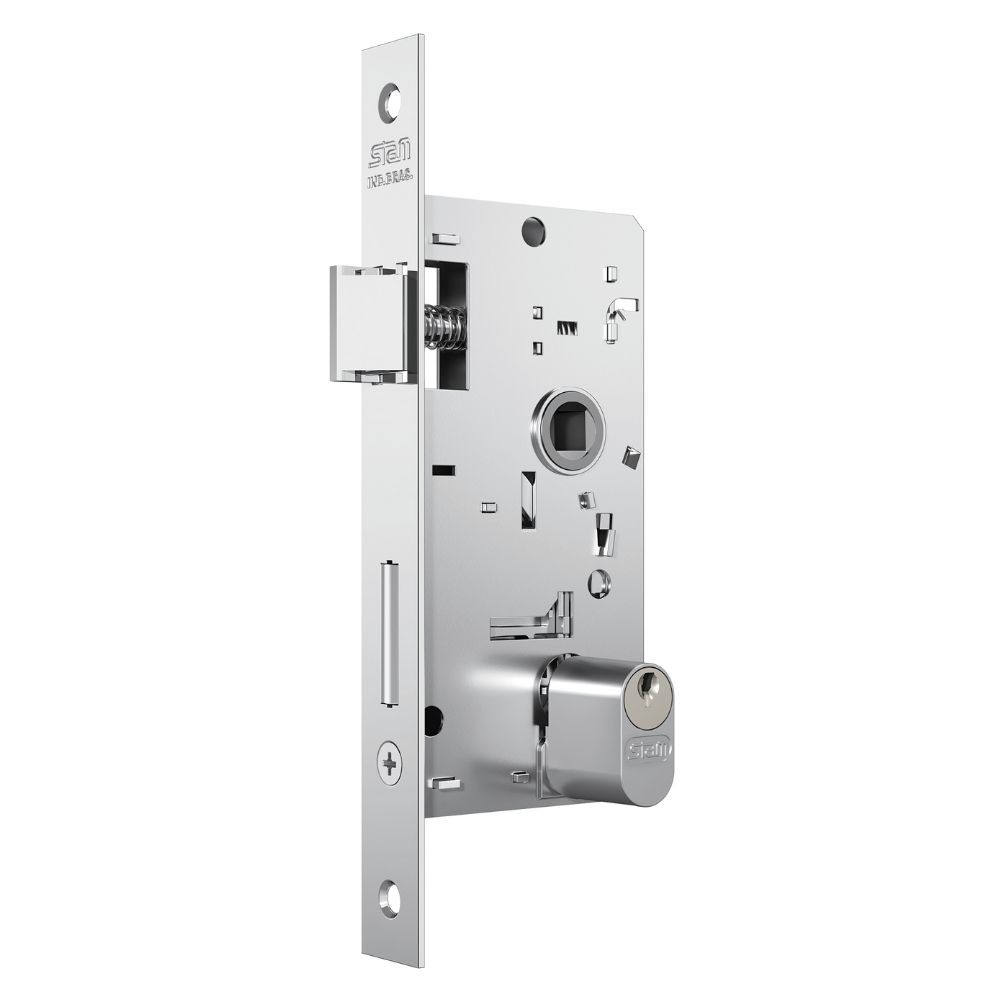 Fechadura Stam 1801/21 Externa Acabamento Cromado - Espelho de Aço Inox 35274