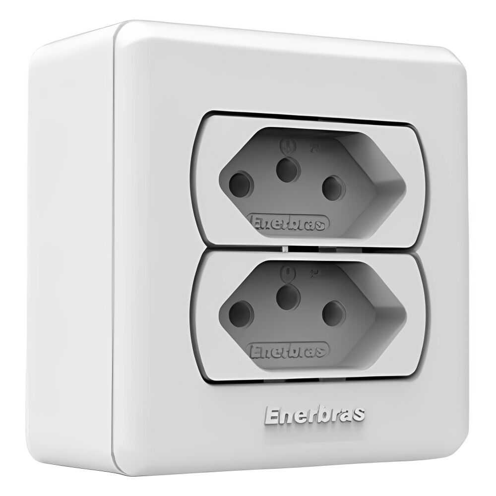 Conjunto Tomada Dupla 20A Neo Sottile Branco Enerbras