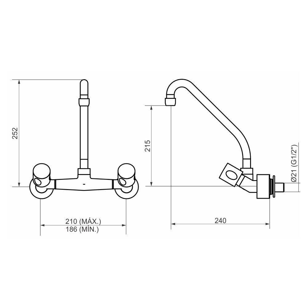 Torneira Misturador de Parede para Cozinha Onda Perflex