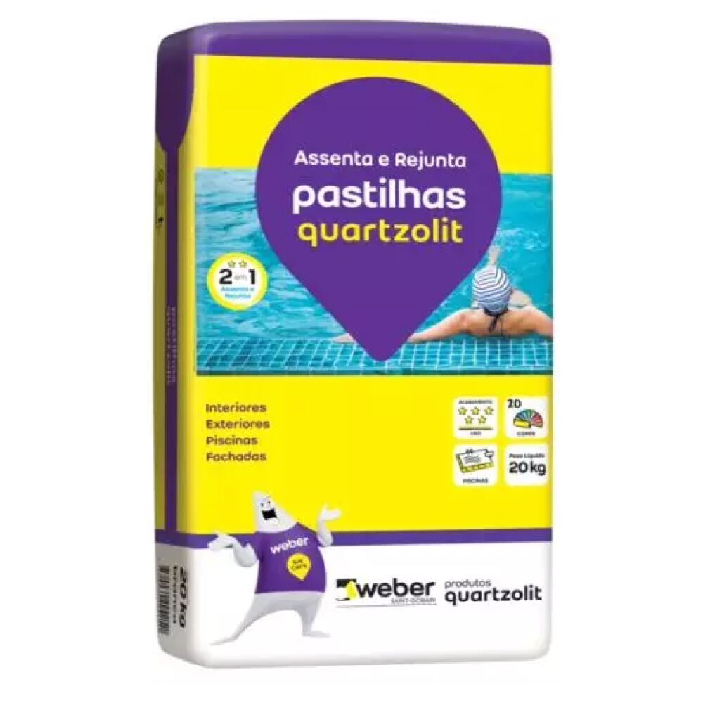Argamassa Uso Interno e Externo Pastilhas Fachadas 20kg Quartzolit