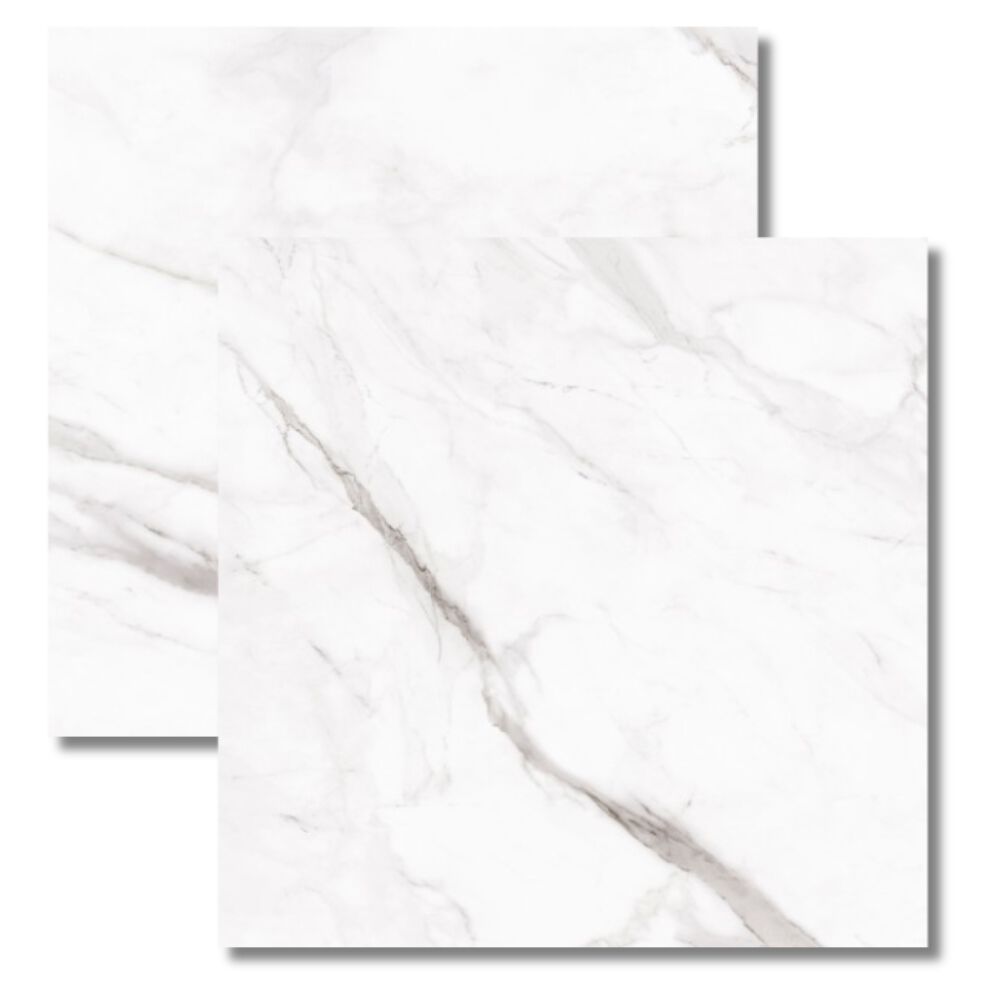 Porcelanato Marmorizado Acetinado Borda Retificada 90x90cm Calacata Altissimo Biancogres (Caixa com 2,40m²)