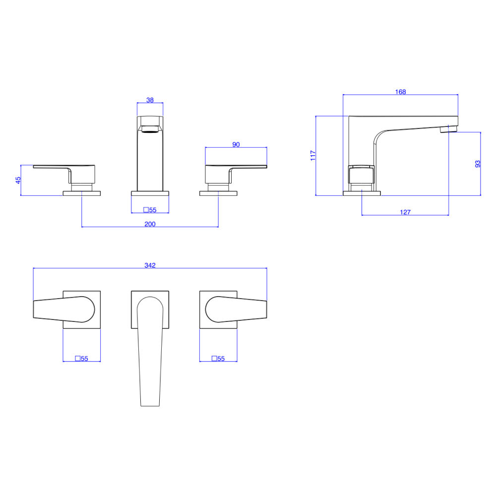Misturador de Mesa Bica Baixa para Lavatório Level Black Noir Deca