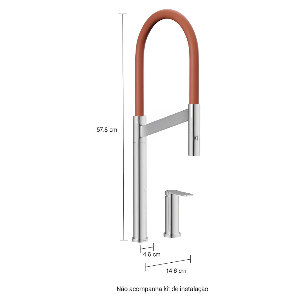 Misturador Monocomando de Mesa para Cozinha Colore Cromado e Terracota Deca