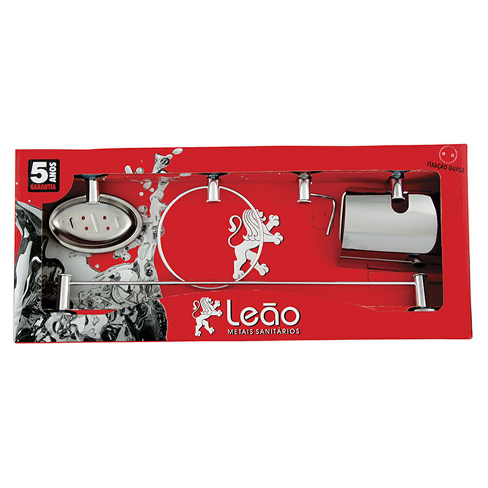 KIT de Acessórios para Banheiro com 5 peças Junior 15300 Inox Leão