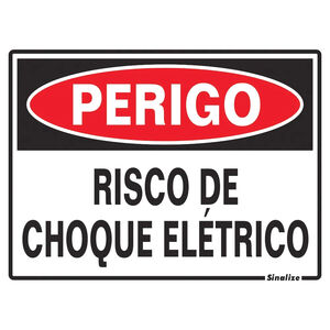Placa de Sinalização Risco de Choque Elétrico 15x20cm Sinalize
