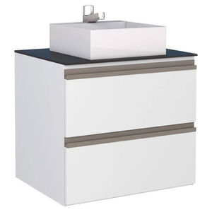 Gabinete para Banheiro com Cuba Cubo Gaia 60cm Branco Cozimax Gabinete para Banheiro com Cuba Cubo Gaia 60cm Branco Cozimax