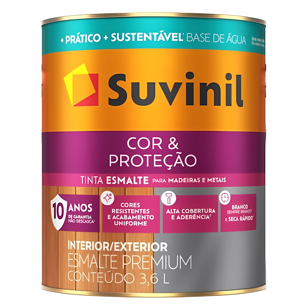 Esmalte Brilhante Premium Cor & Proteção Base Água Branco 3,6L Suvinil