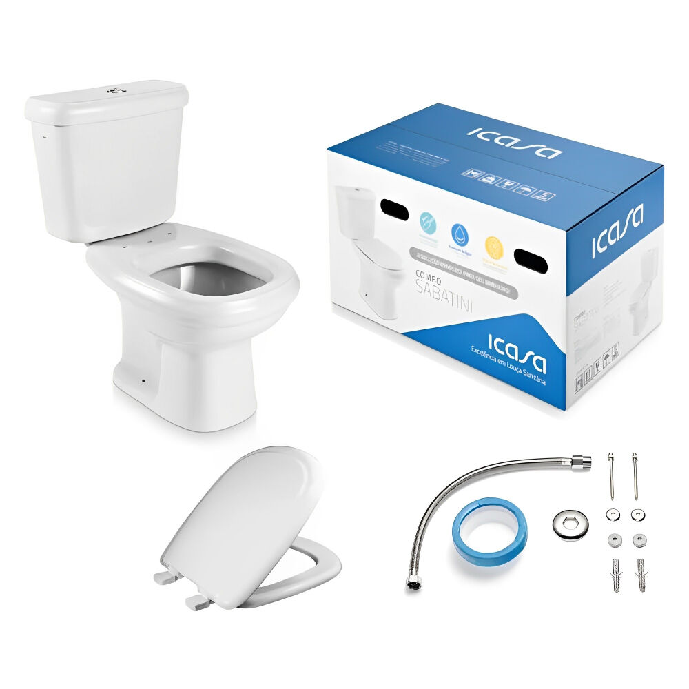 Kit Vaso Sanitário com Caixa Acoplada e Assento Sabatini Icasa