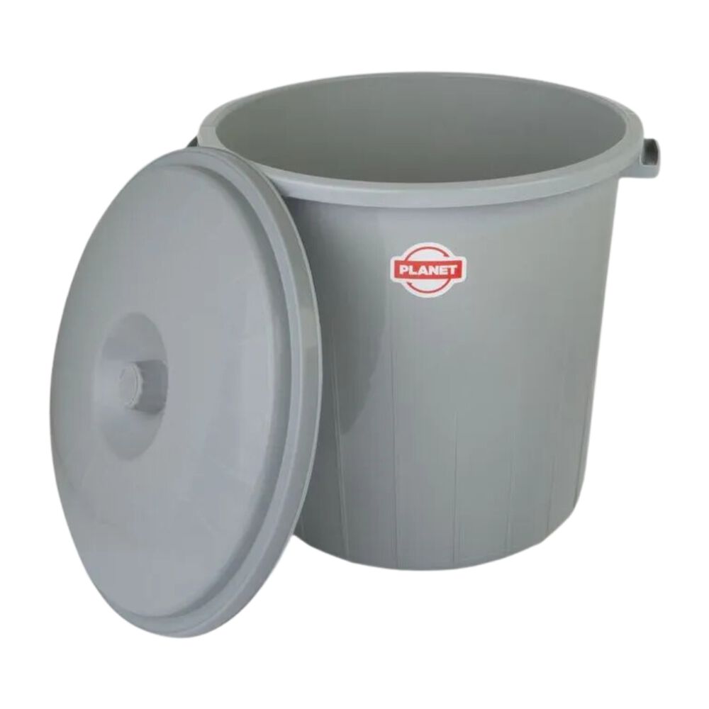 Lixeira Plástica com Tampa Smoke 35L Cinza Casa&Ideia