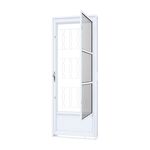 Porta de Aço com Vidro e Grade Mosaico 215 x 85 x 6,5cm Branca Esquerda Riobras