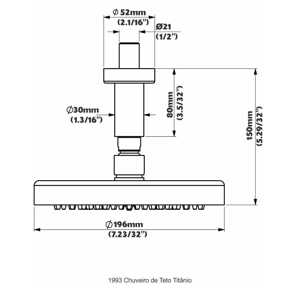 Chuveiro Ducha de Teto Titânio Perflex
