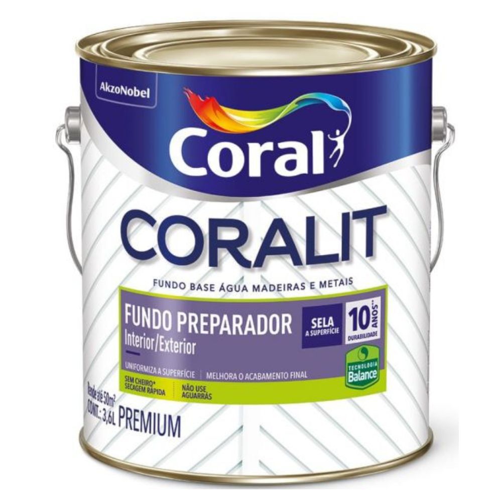 Fundo Sintético Preparador para Madeira e Metais Branco 3,6L Coral