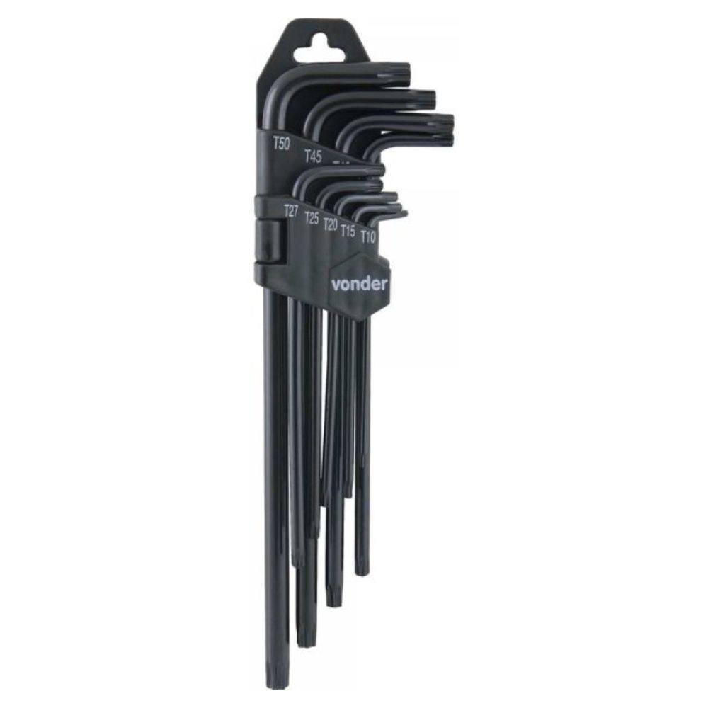 Jogo de Chaves Hexalobular T10 a T50 9 Peças Vonder