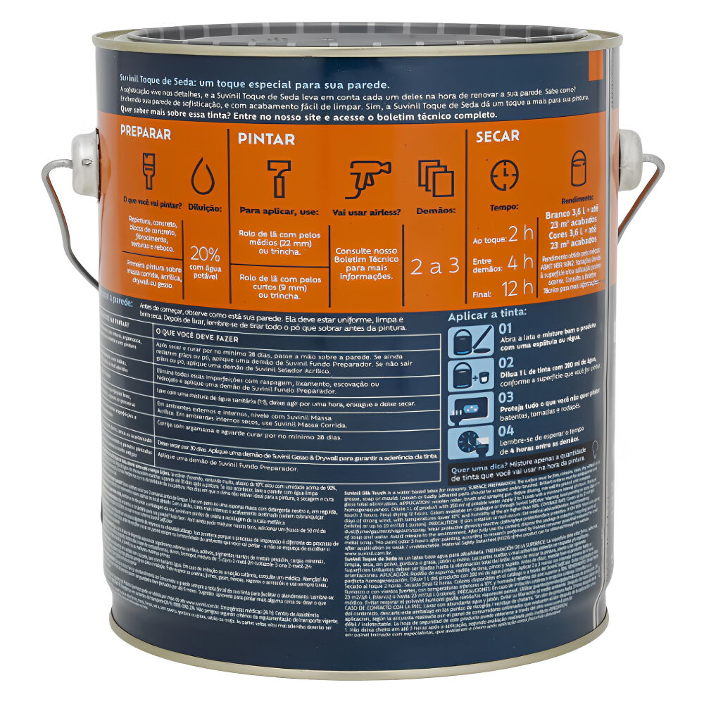 Tinta Acrílica Acetinado Toque de Seda Premium 3,6L Suvinil