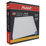 Painel LED Quadrado POP de Sobrepor 24W 3000K Bivolt Branco Avant