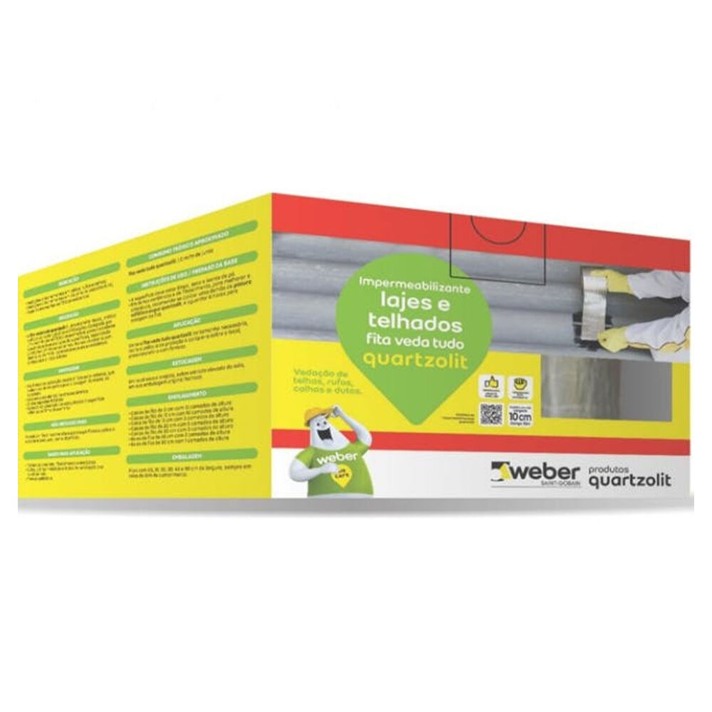 Impermeabilizante Fita Veda Tudo 10cm x 10m Aluminizada Quartzolit