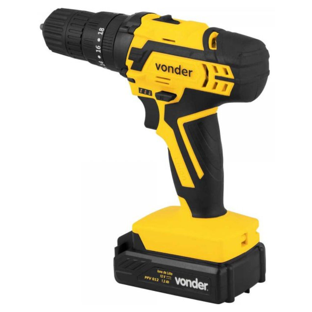Furadeira Parafusadeira de Impacto 12V com 74 Acessórios Bivolt Vonder