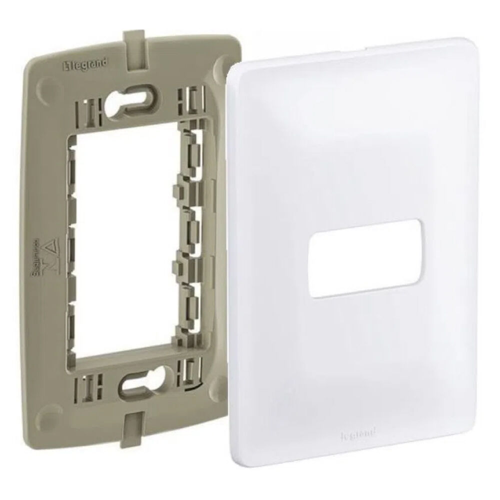 Placa com Suporte 1 Módulo Vertical Zeffia 4x2 Branca Legrand