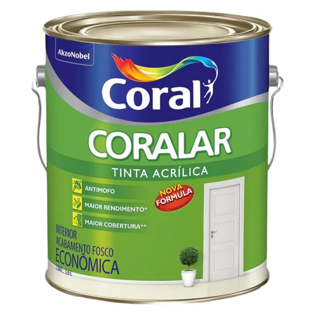 Tinta Acrílica Fosco Coralar Econômica Branco 3,6L Coral