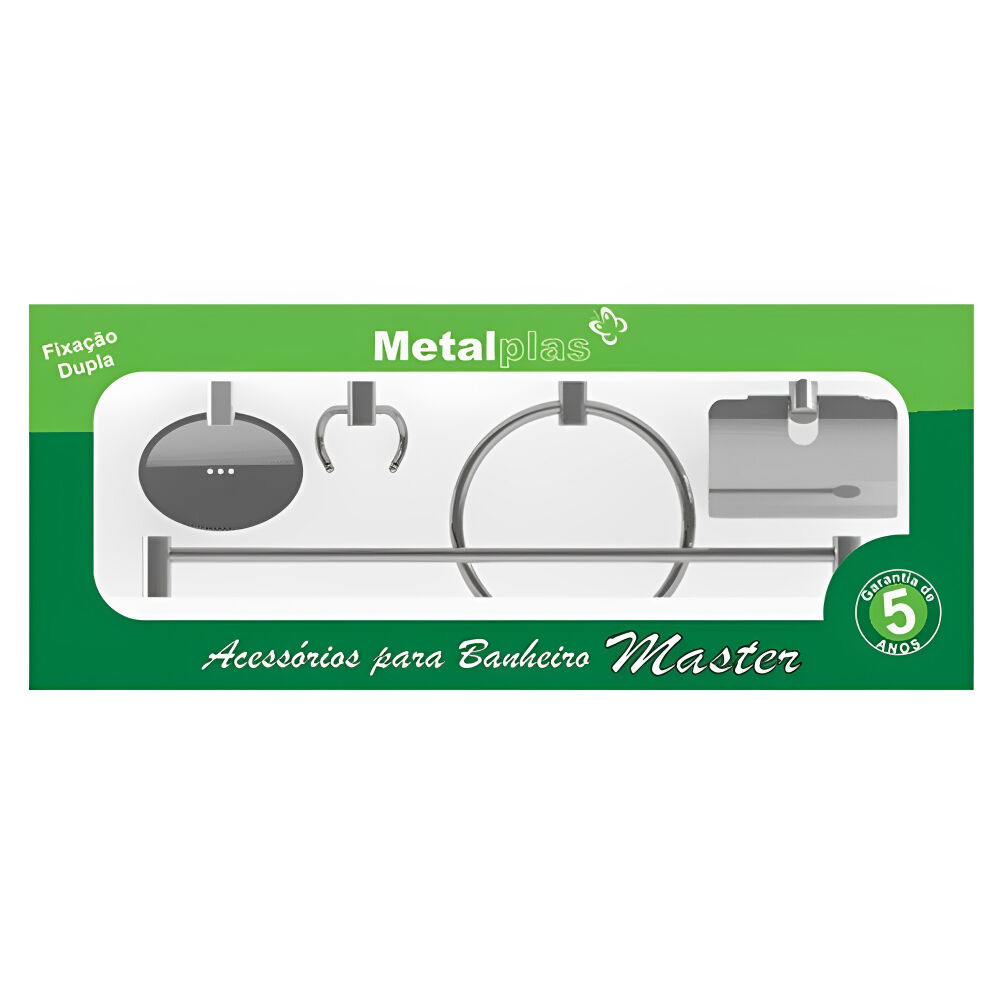 Kit Acessórios para Banheiro Inox Master 5 Peças Metalplas