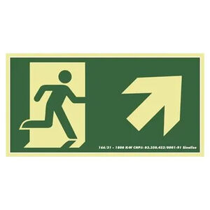 Placa de Sinalização PVC Fotoluminescente Saída Direita Cima 30x15cm Sinalize