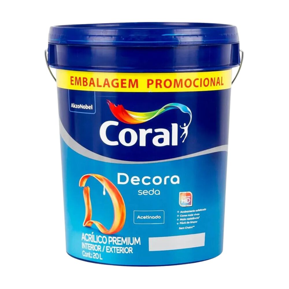 Tinta Acrílica Acetinado Decora Seda Premium 20L Branco Coral