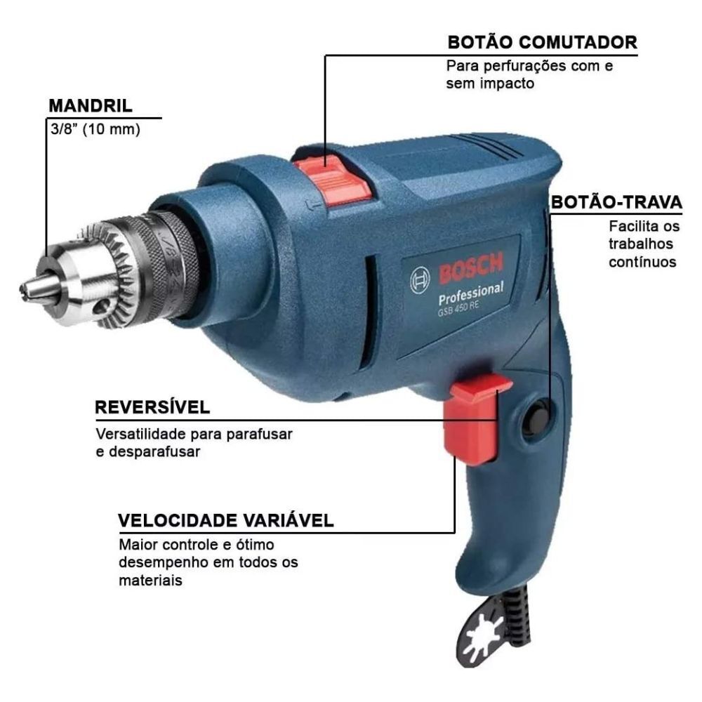 Furadeira de Impacto GSB 450 110V Bosch