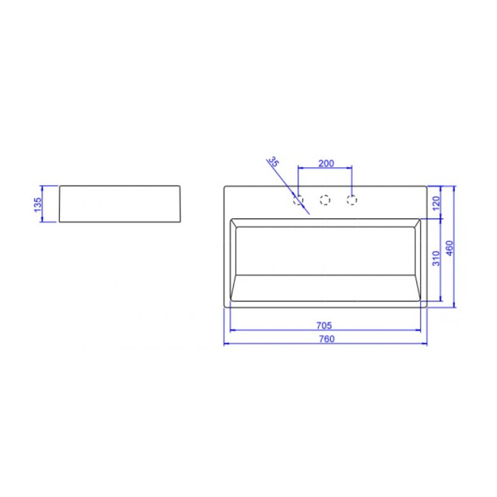 Cuba de Apoio Retangular com Mesa e Válvula Oculta Deca