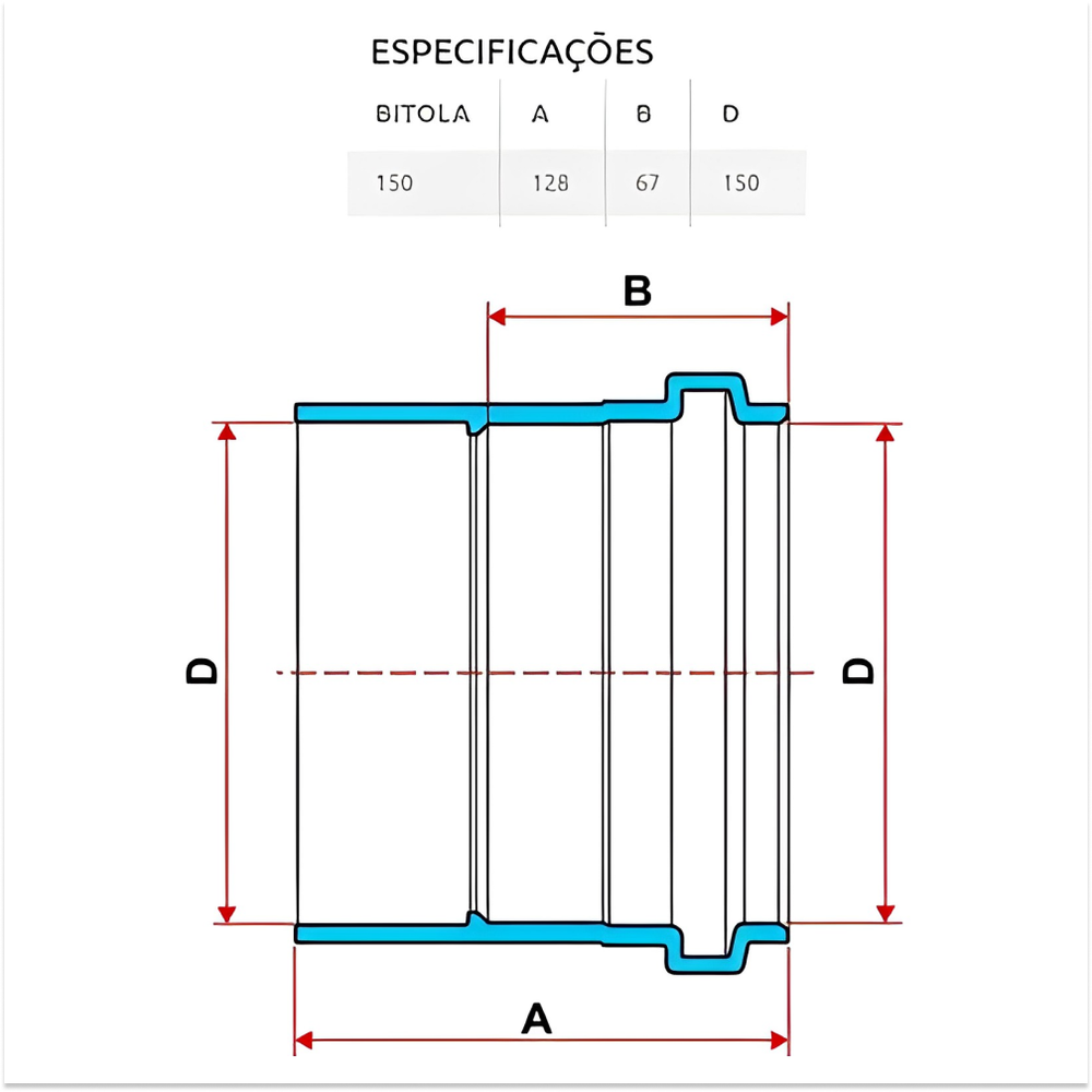 Luva Simples Esgoto 150mm Branco Tigre