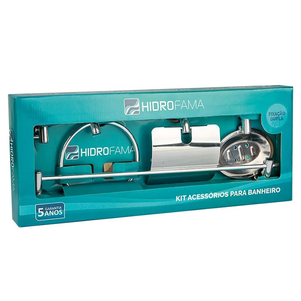 Kit de Acessórios para Banheiro Junior 5 Peças Cromado Hidrofama