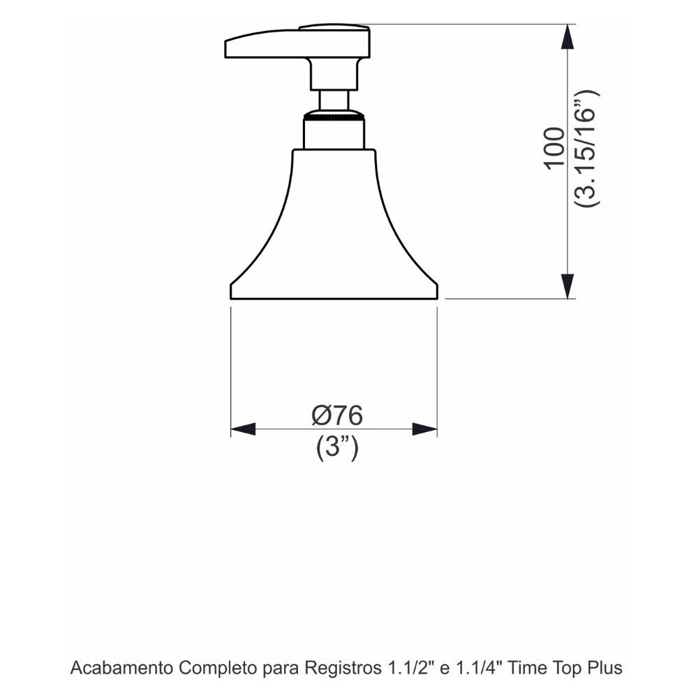 Acabamento Registro Base Deca 1.1/4" e 1.1/2" (Grande) Time Top Plus Perflex