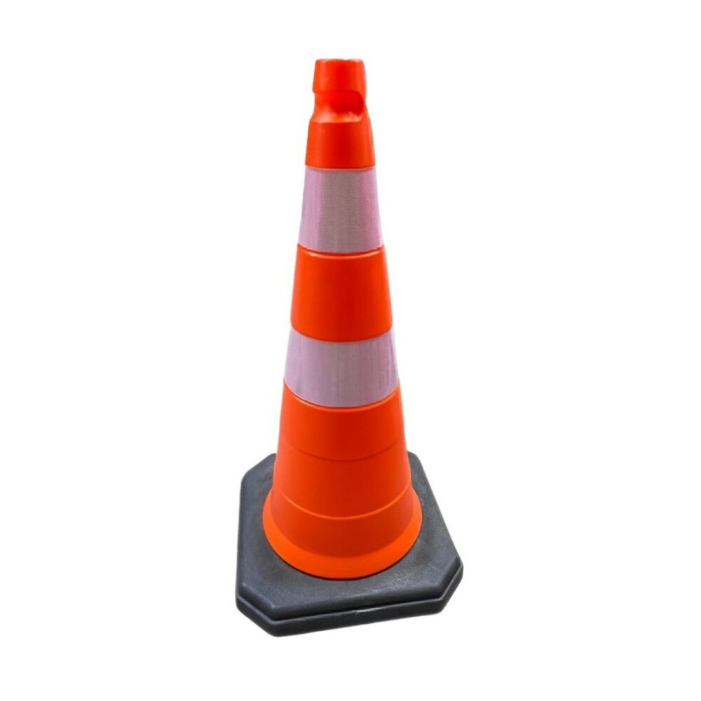 Cone com Base de Borracha 75cm Laranja Plastcor