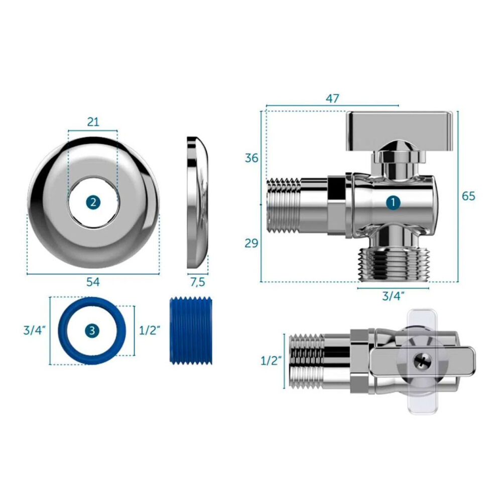 Torneira para Máquina de Lavar e Lava Louças Esfera Cromada Blukit