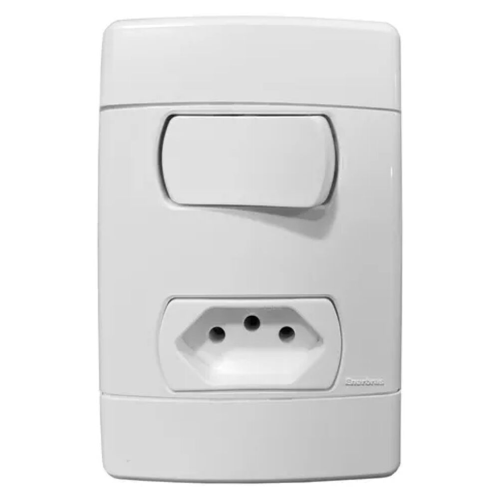 Interruptor Paralelo 2x4 e Tomada 10A/250V Neo Sottile Branco Enerbras