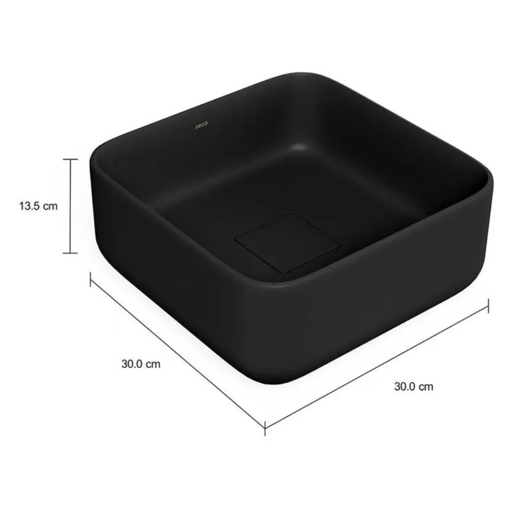 Cuba de Apoio Quadrada Slim 30cm Ébano Fosco Deca