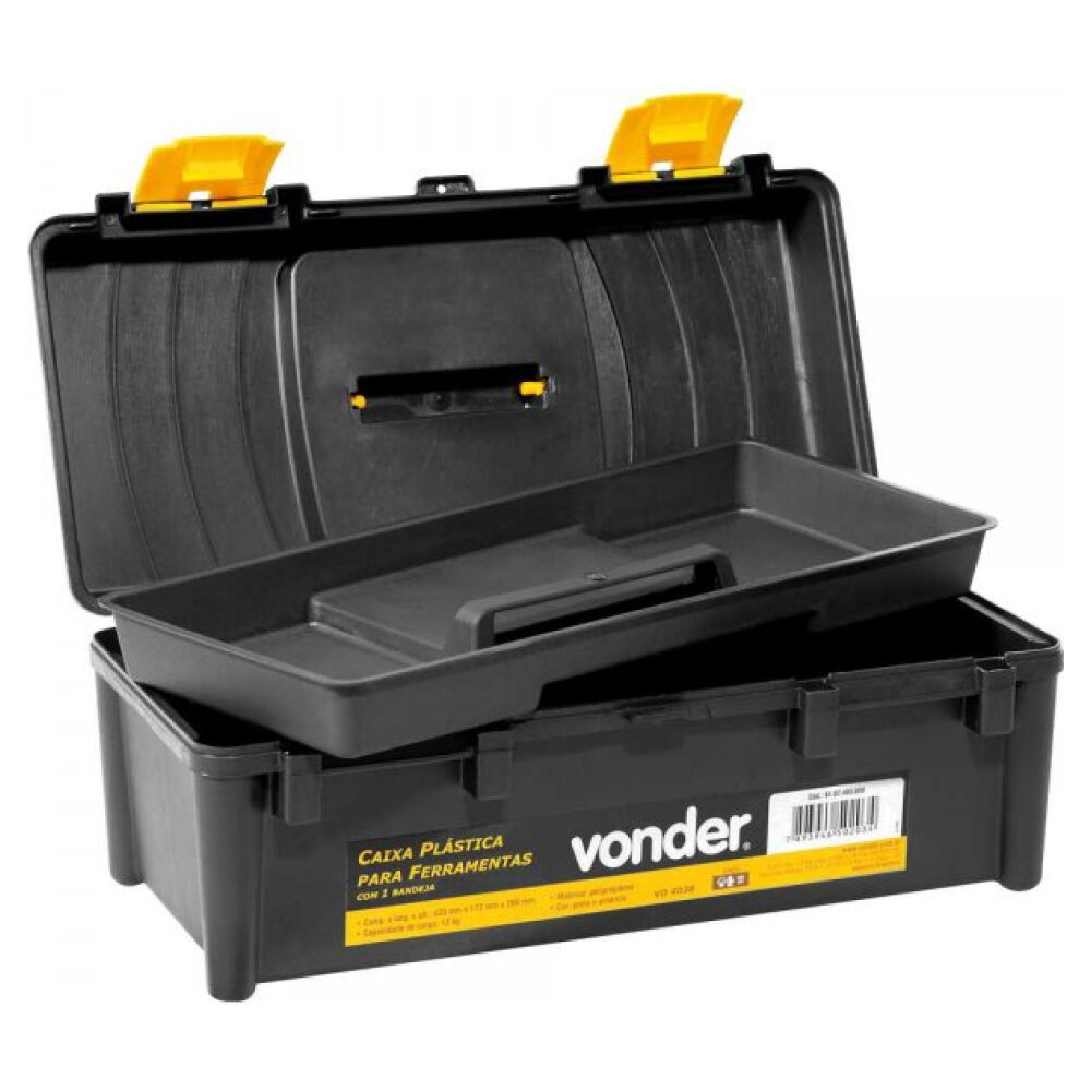 Caixa Plástica para Ferramentas VD 4038 Preta Vonder