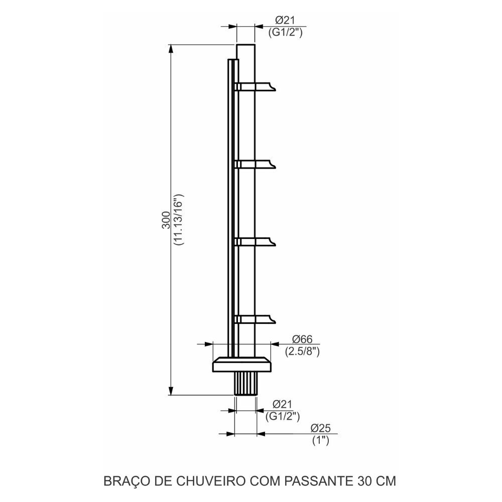 Braço Chuveiro DN15x30cm Perflex