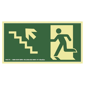 Placa de Sinalização PVC Fotoluminescente Escada Sobe Esquerda 30x15cm Sinalize