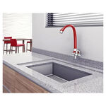 Torneira Cozinha Parede Bica Alta Cross Vermelho/Cromado Tigre