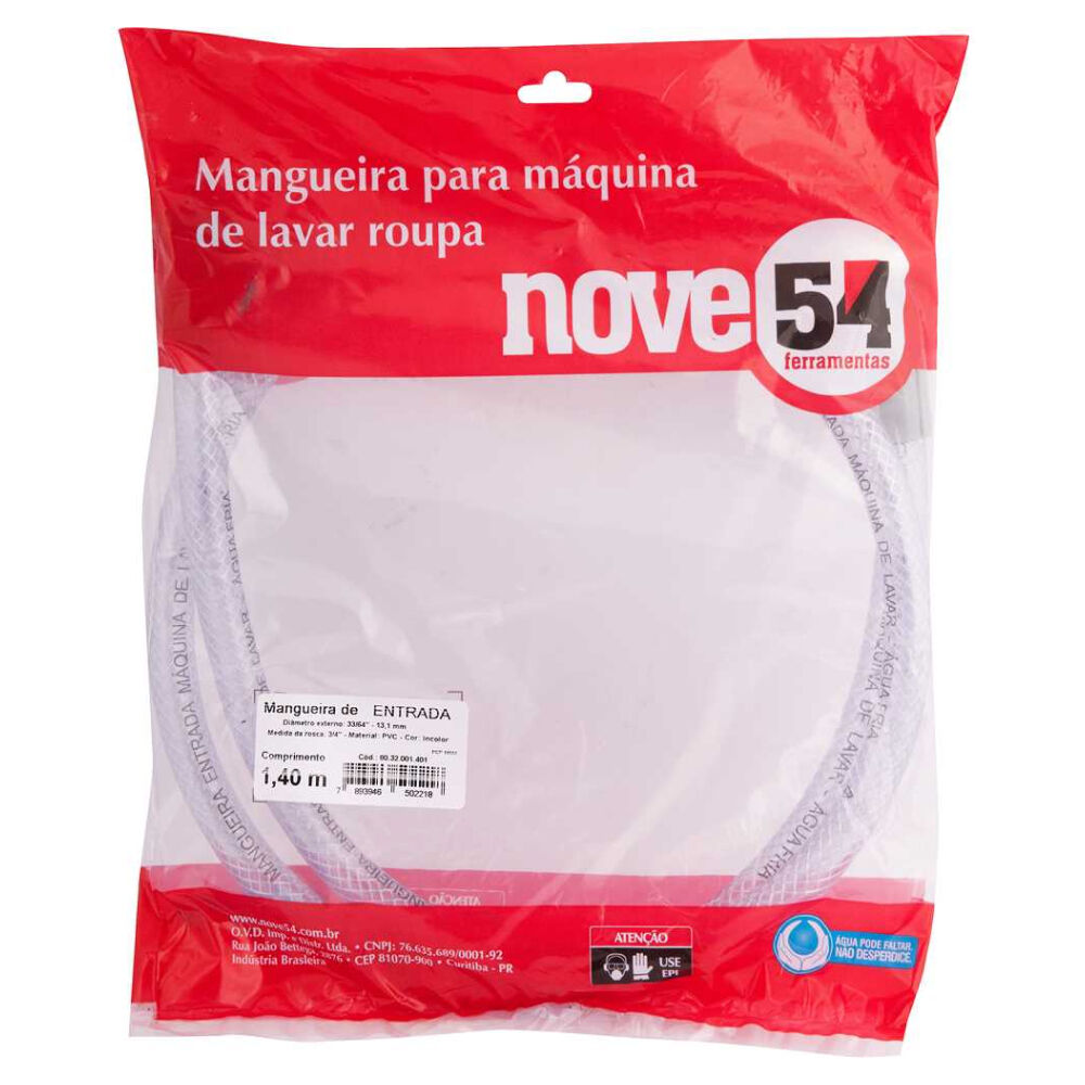 Mangueira de Entrada para Máquina de Lavar Roupa 1,40m Nove54