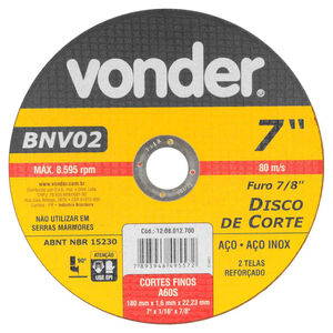 Disco de Corte 180mmx1,6mmx22,23mm BNV02 Vonder